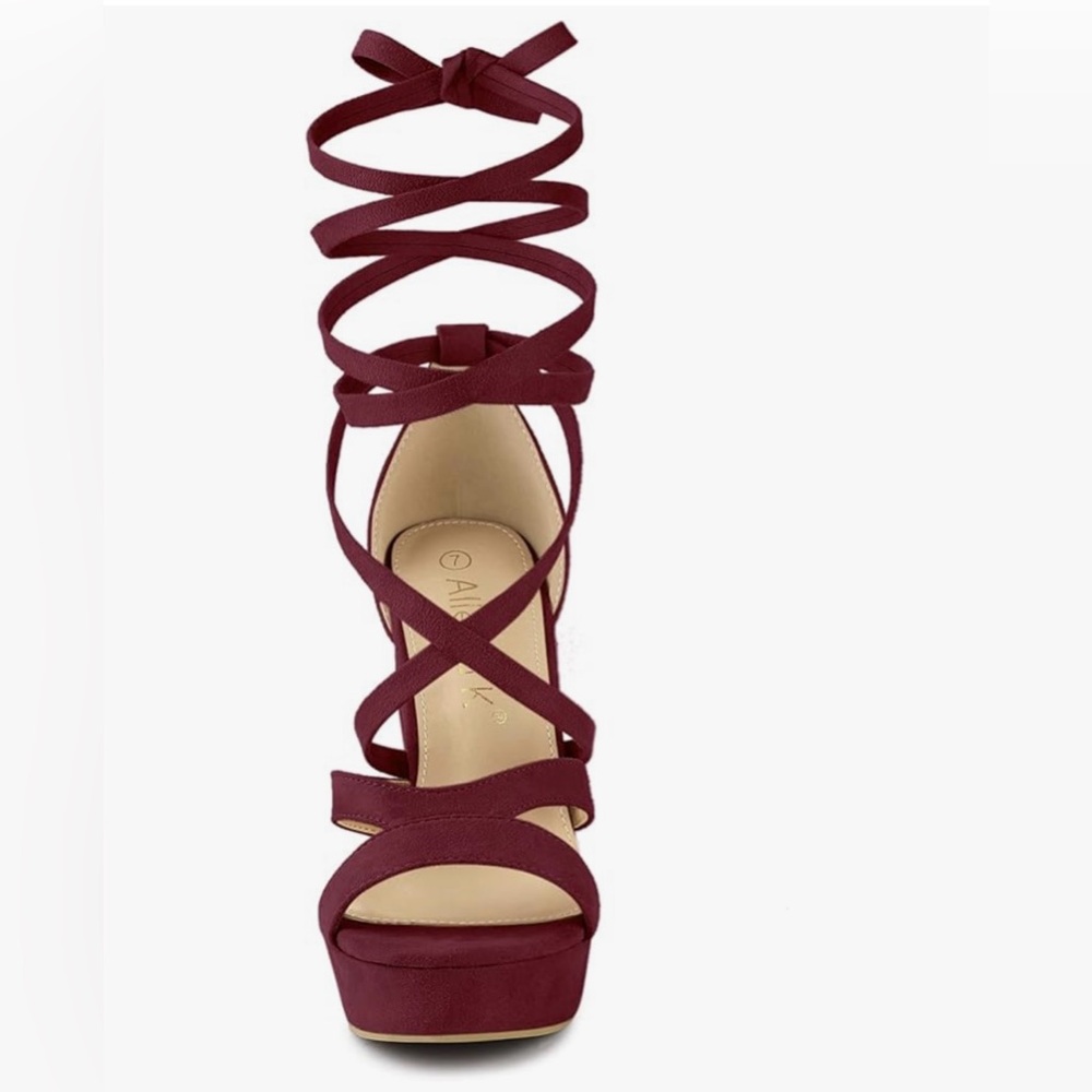 NEW Allegra K Red Chunky Heel Sandals